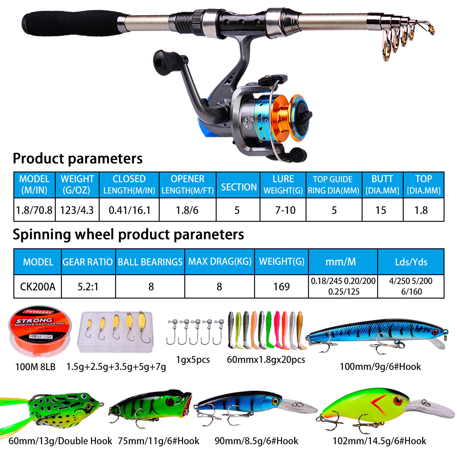 Hengel- en molencombinatie, te - Fishing Rod Telescopic recensie en prijs
